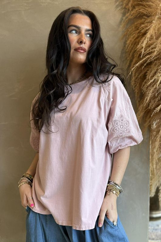 Atik Bubble Sleeve Top Rose 